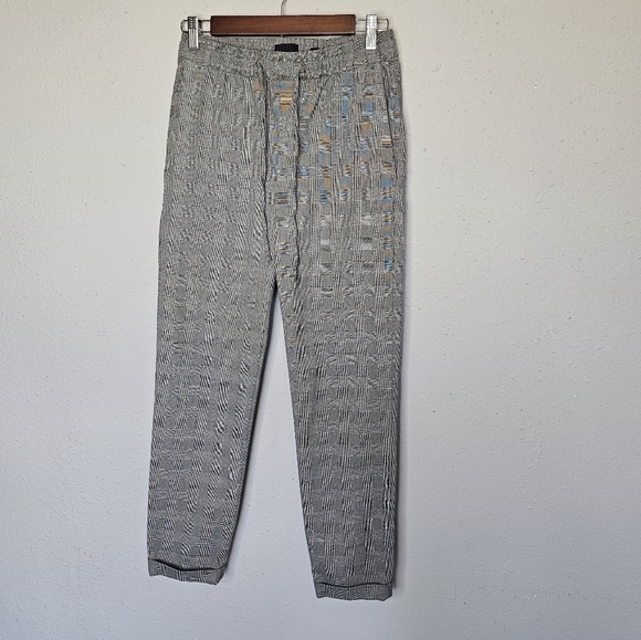 H&M Gray Glen Plaid Trouser Office Jogger Work Pant Womens Slim‎ Fit Size XS - Picture 1 of 11